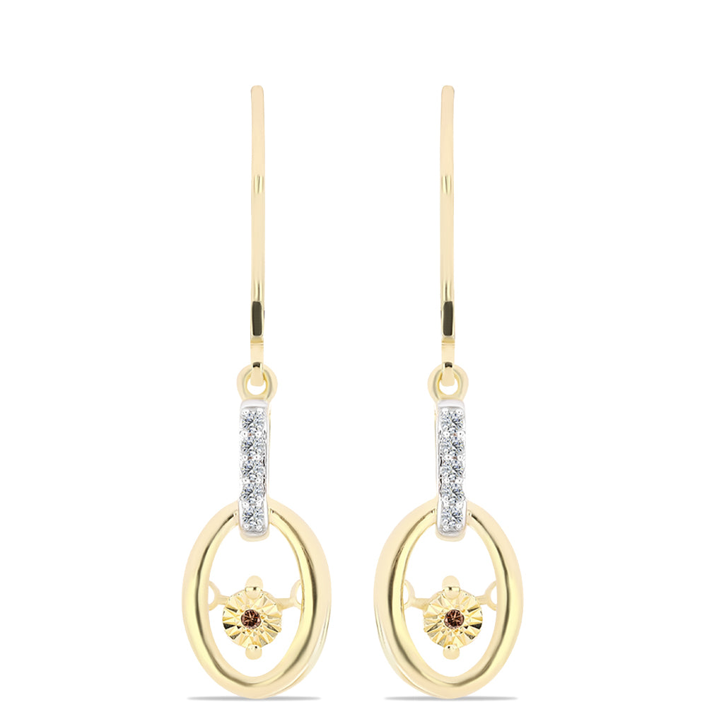 Pozlátené Strieborné Náušnice s Koňakovým Diamantom a Bielym Topásom