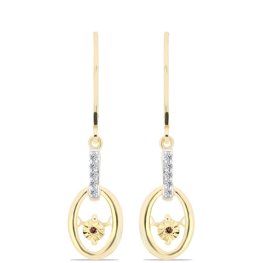 Pozlátené Strieborné Náušnice s Koňakovým Diamantom a Bielym Topásom