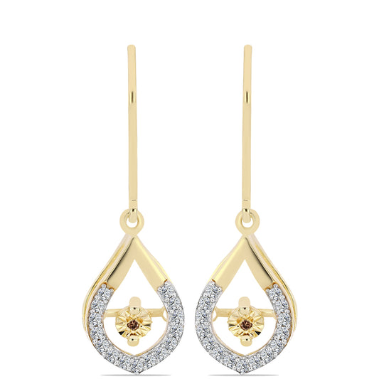 Pozlátené Strieborné Náušnice s Koňakovým Diamantom a Bielym Topásom