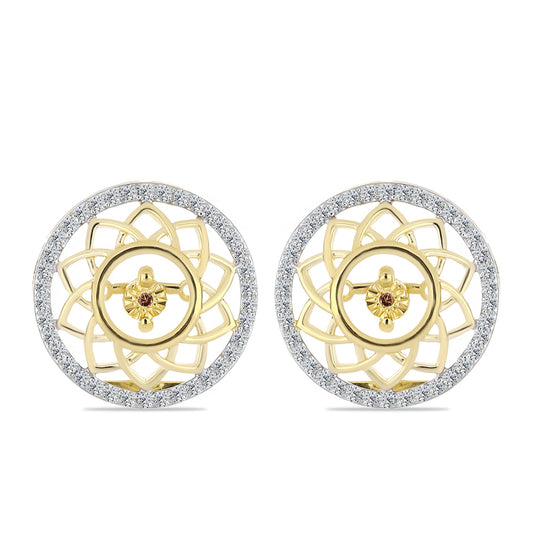 Pozlátené Strieborné Náušnice s Koňakovým Diamantom a Bielym Topásom