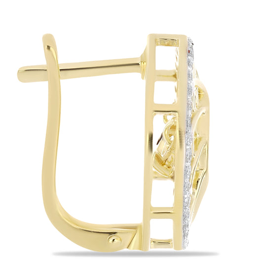 Pozlátené Strieborné Náušnice s Koňakovým Diamantom a Bielym Topásom