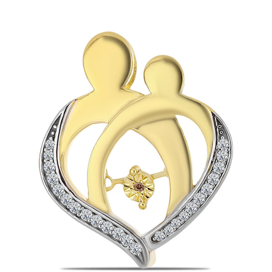 Pozlátený Strieborný Prívesok s Koňakovým Diamantom a Bielym Topásom