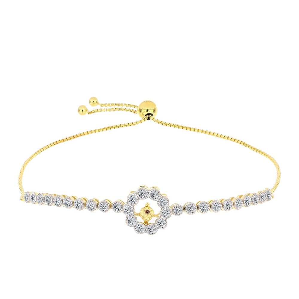 Pozlátený Strieborný Náramok s Koňakovým Diamantom a Bielym Topásom