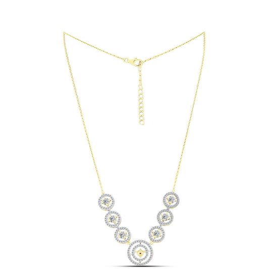 Pozlátený Strieborný Náhrdelník s Koňakovým Diamantom a Bielym Topásom