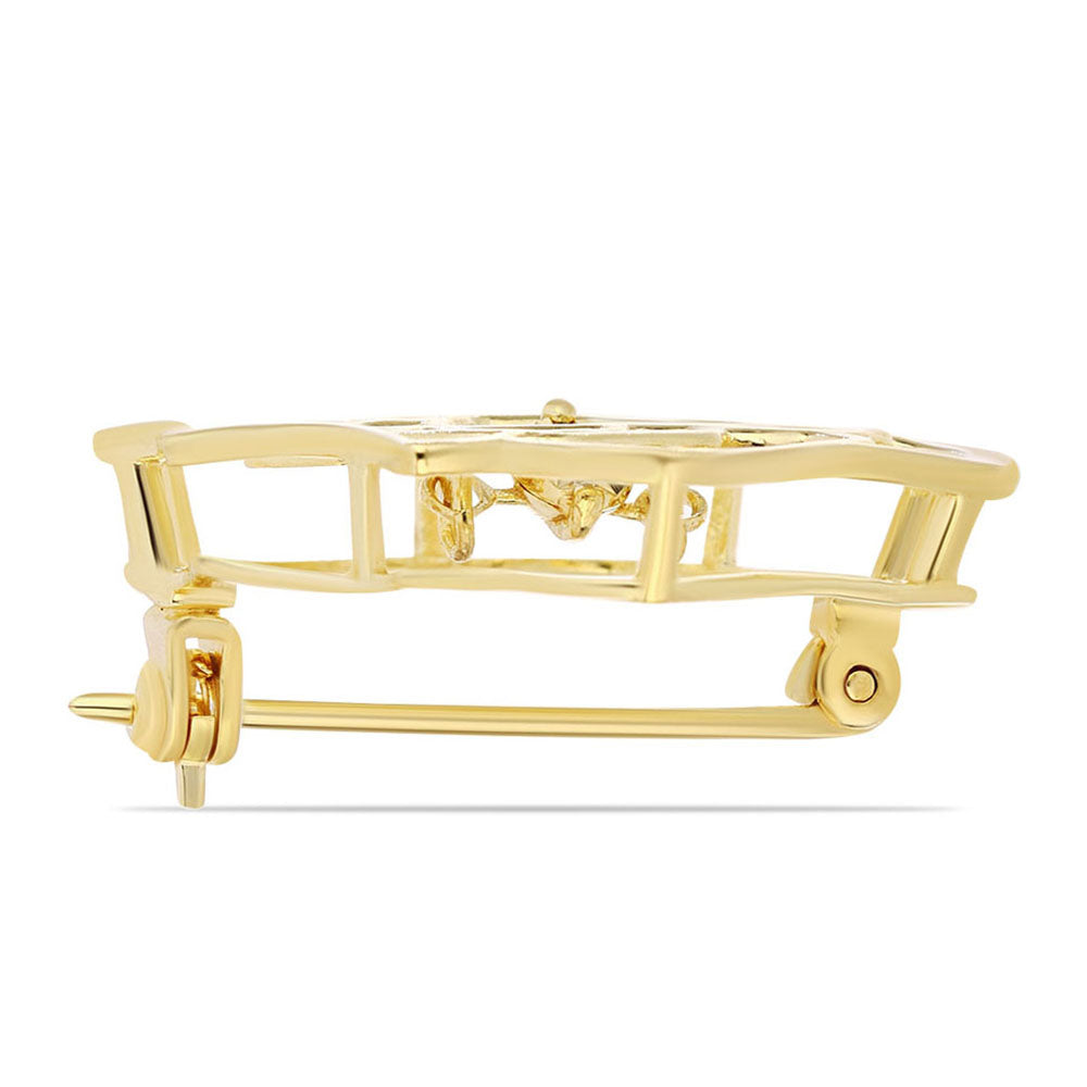 Pozlátený Strieborný Brošňa s Koňakovým Diamantom