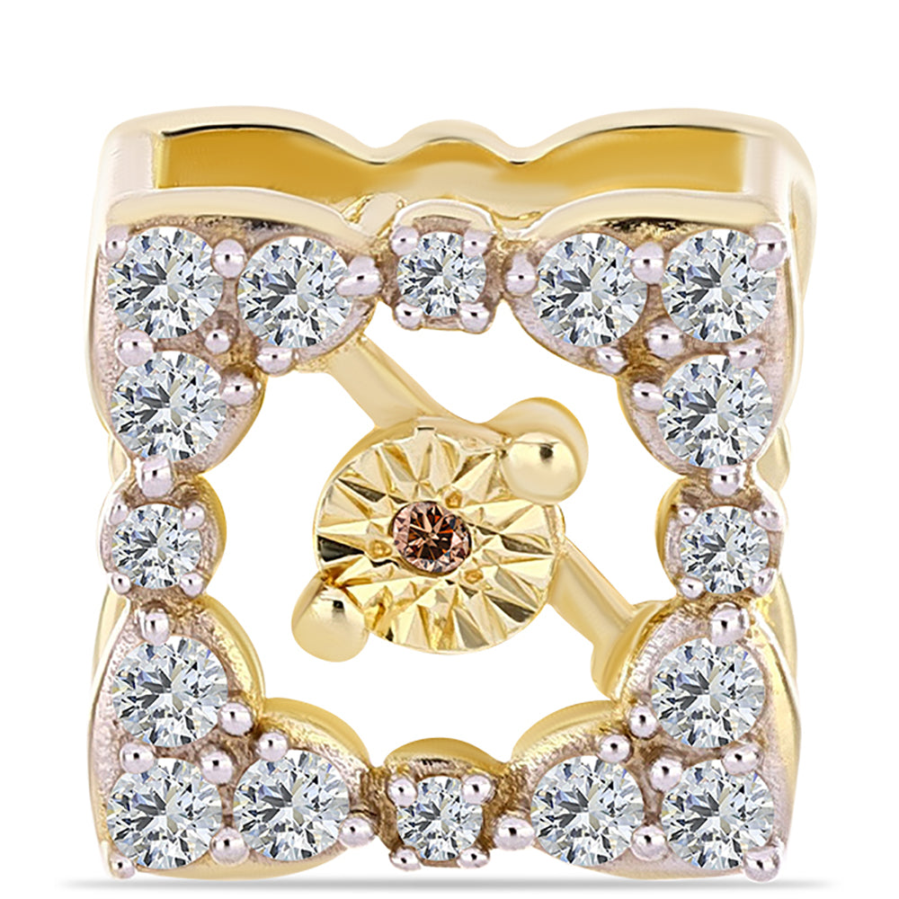 Pozlátený Strieborný Brošňa s Koňakovým Diamantom a Bielym Topásom 1 