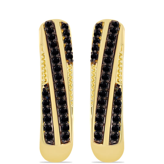 Pozlátené Strieborné Náušnice s Čiernym Ónyxom