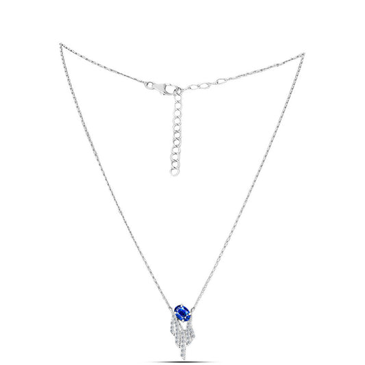 Strieborný Náhrdelník s Austrálskym Modrým Zafírom a Bielym Topásom