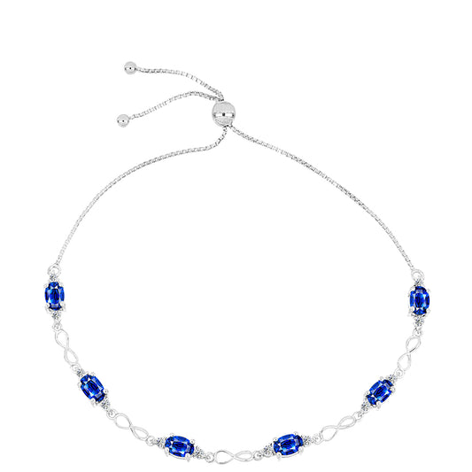 Strieborný Náramok s Austrálskym Modrým Zafírom a Bielym Topásom