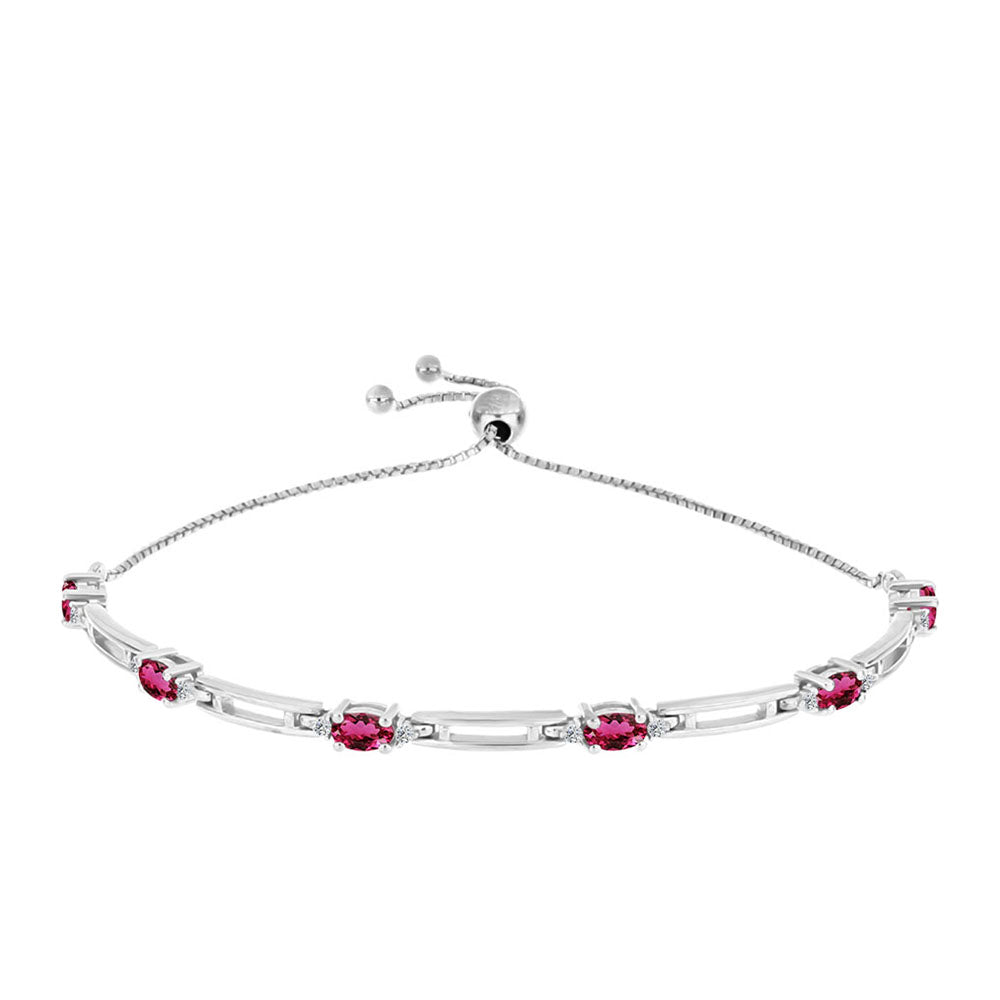 Strieborný Náramok s Rubellitom z Cruzeira a Bielym Topásom 1 