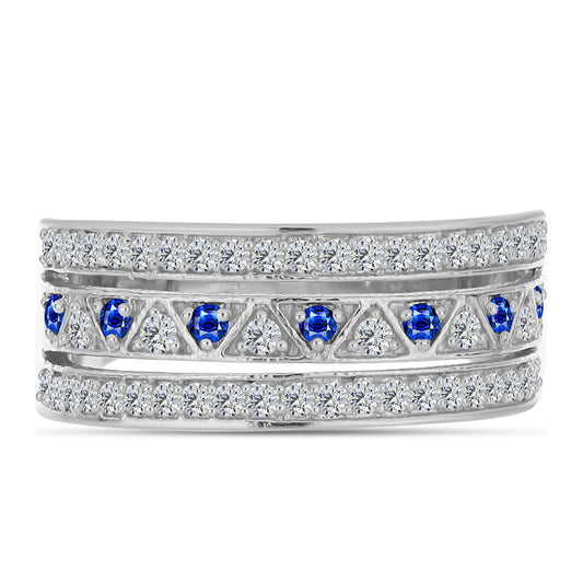 Strieborný Prsteň s Austrálskym Modrým Zafírom a Bielym Topásom