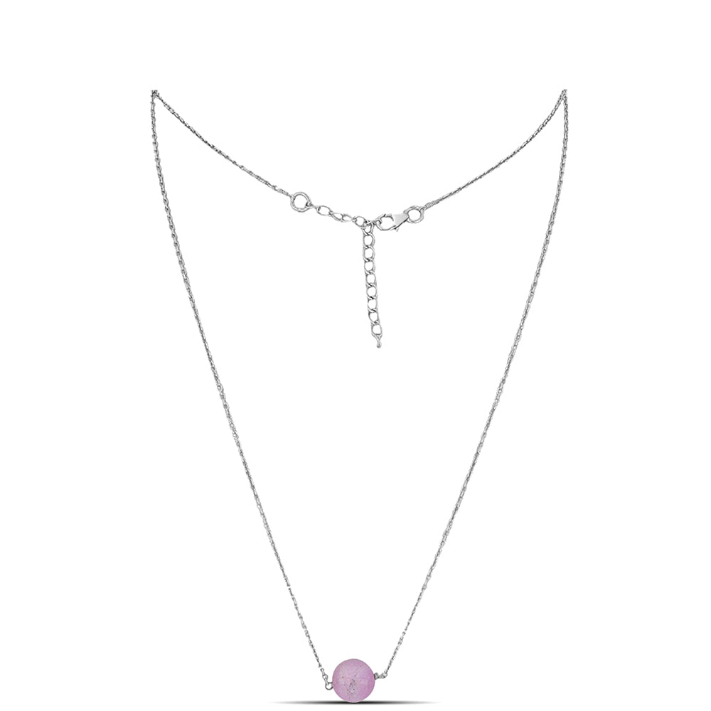 Strieborný Náhrdelník s Kunzitom z Pala