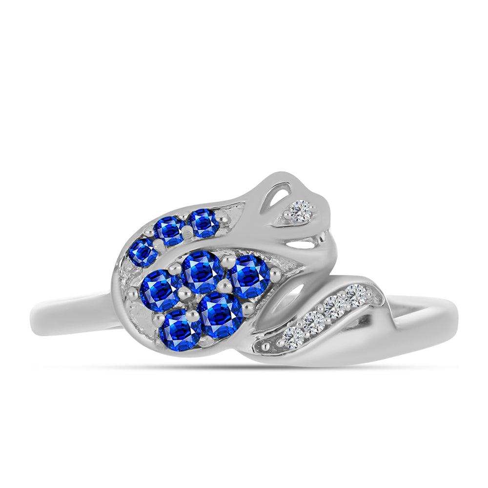 Strieborný Prsteň s Austrálskym Modrým Zafírom a Bielym Topásom
