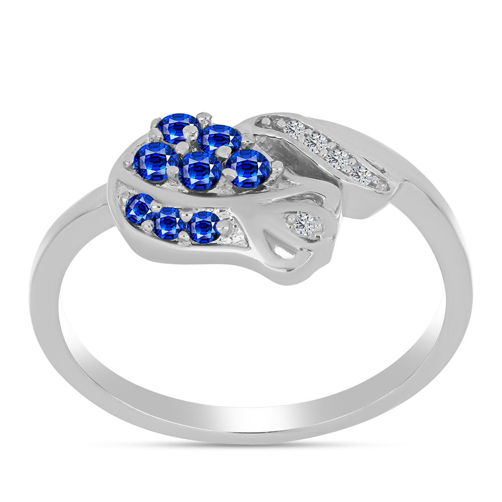 Strieborný Prsteň s Austrálskym Modrým Zafírom a Bielym Topásom 3 