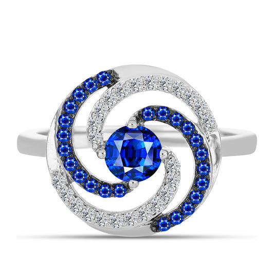Strieborný Prsteň s Austrálskym Modrým Zafírom a Bielym Topásom