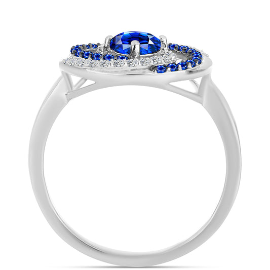 Strieborný Prsteň s Austrálskym Modrým Zafírom a Bielym Topásom