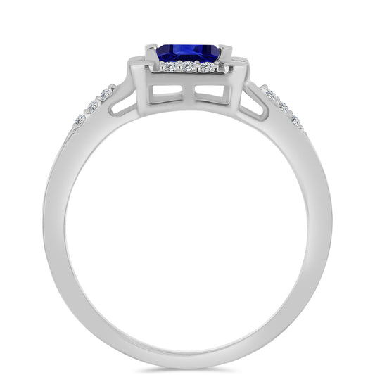Strieborný Prsteň s Austrálskym Modrým Zafírom a Bielym Topásom