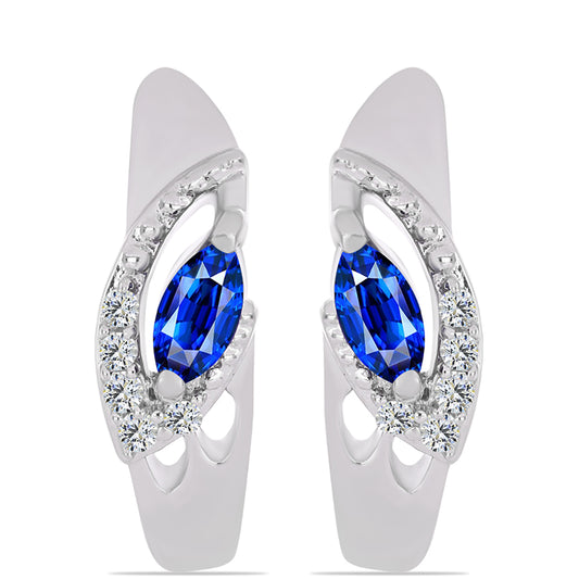 Strieborné Náušnice s Austrálskym Modrým Zafírom a Bielym Topásom
