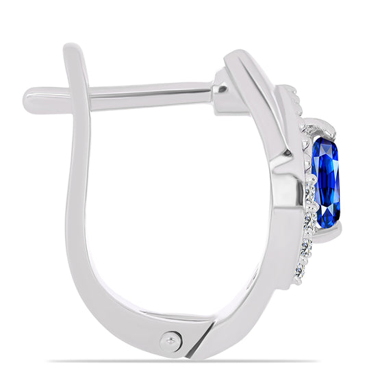 Strieborné Náušnice s Austrálskym Modrým Zafírom a Bielym Topásom