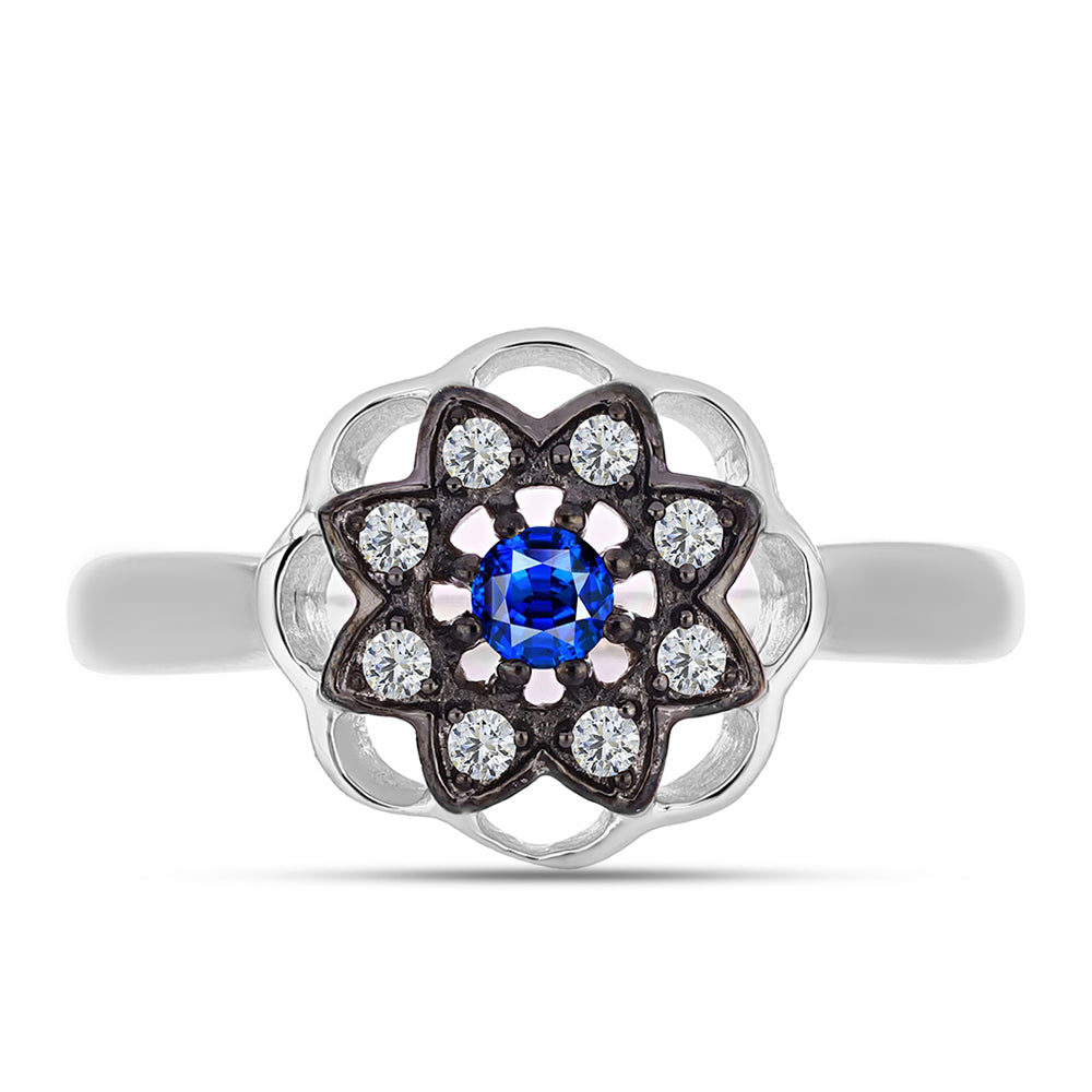 Strieborný Prsteň s Austrálskym Modrým Zafírom a Bielym Topásom 1 