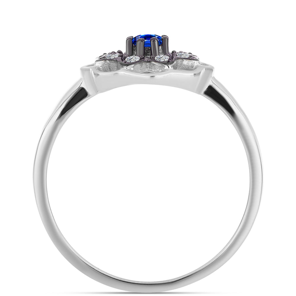 Strieborný Prsteň s Austrálskym Modrým Zafírom a Bielym Topásom