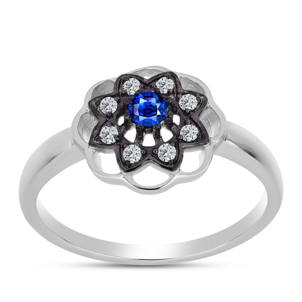 Strieborný Prsteň s Austrálskym Modrým Zafírom a Bielym Topásom 3 