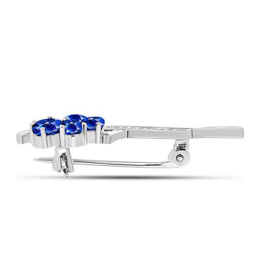 Strieborný Brošňa s Austrálskym Modrým Zafírom a Bielym Topásom