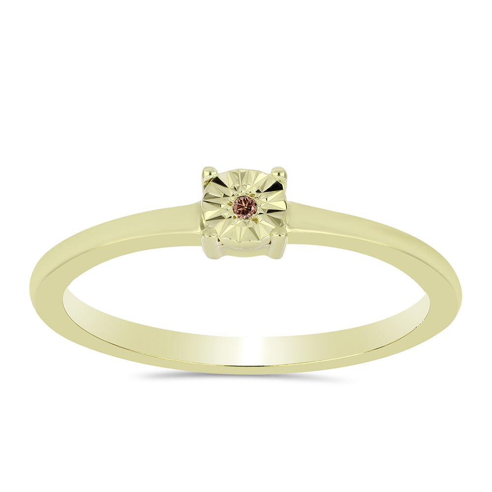 Pozlátený Strieborný Prsteň s Koňakovým Diamantom 3 