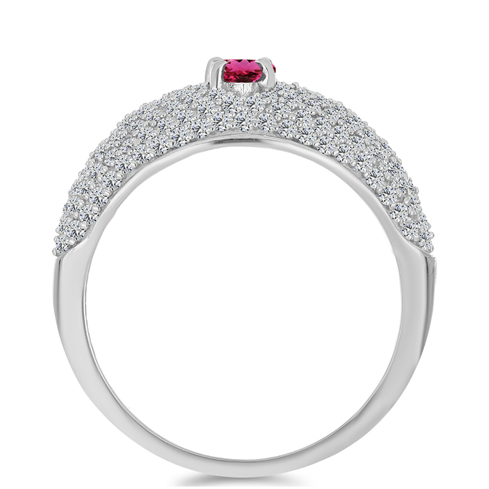 Strieborný Prsteň s Rubellitom z Cruzeira a Bielym Topásom 2 