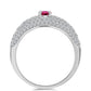 Strieborný Prsteň s Rubellitom z Cruzeira a Bielym Topásom