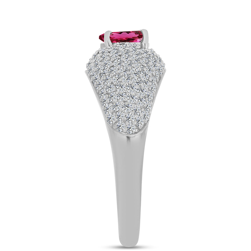 Strieborný Prsteň s Rubellitom z Cruzeira a Bielym Topásom