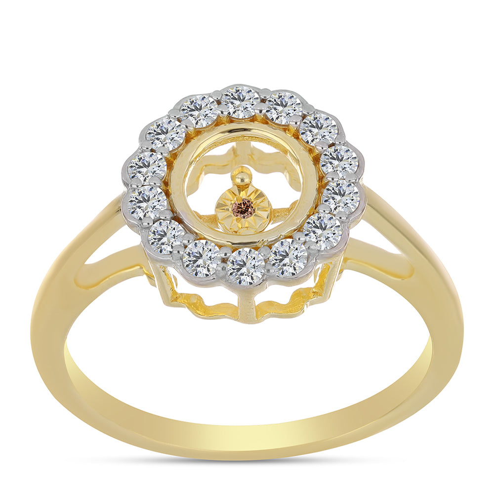 Pozlátený Strieborný Prsteň s Koňakovým Diamantom a Bielym Topásom