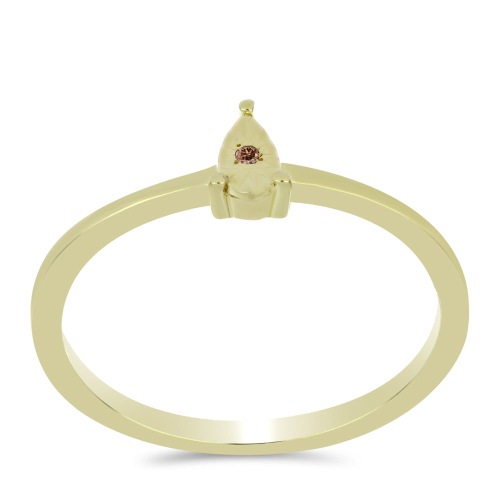 Pozlátený Strieborný Prsteň s Koňakovým Diamantom 3 