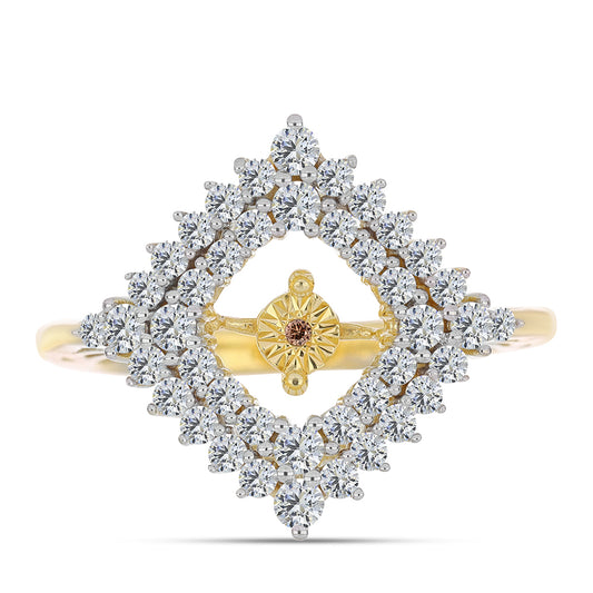 Pozlátený Strieborný Prsteň s Koňakovým Diamantom a Bielym Topásom