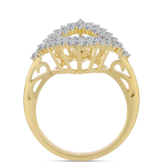 Pozlátený Strieborný Prsteň s Koňakovým Diamantom a Bielym Topásom