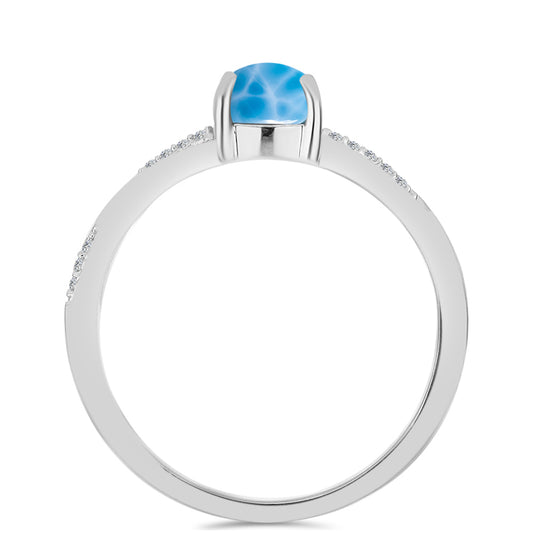 Strieborný Prsteň s Barahonským Larimarom a Bielym Topásom