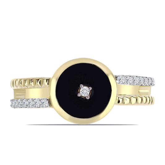 Pozlátený Strieborný Prsteň s Čiernym Ónyxom a Bielym Topásom