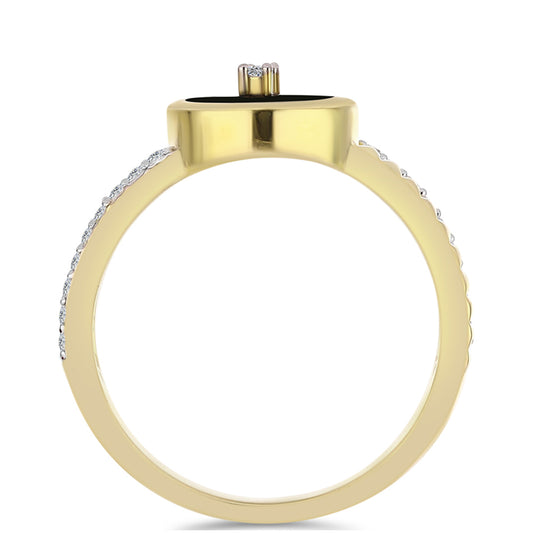 Pozlátený Strieborný Prsteň s Čiernym Ónyxom a Bielym Topásom