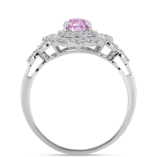 Strieborný Prsteň s Kunzitom z Pala a Bielym Topásom