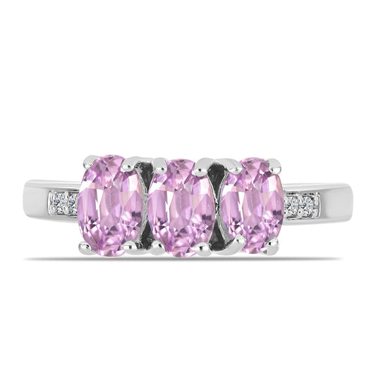 Strieborný Prsteň s Kunzitom z Pala a Bielym Topásom