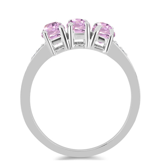 Strieborný Prsteň s Kunzitom z Pala a Bielym Topásom