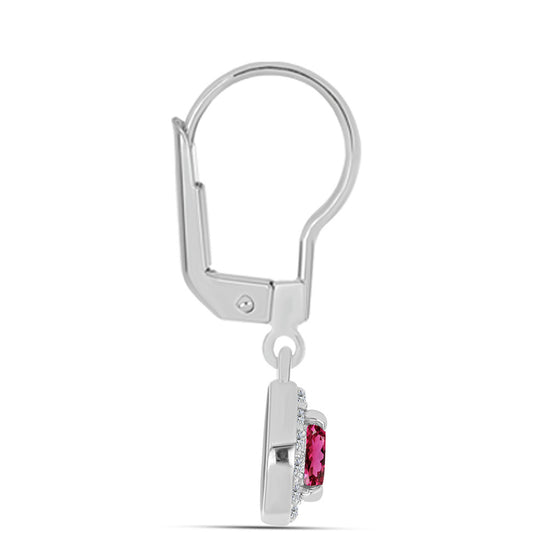 Strieborné Náušnice s Rubellitom z Cruzeira a Bielym Topásom
