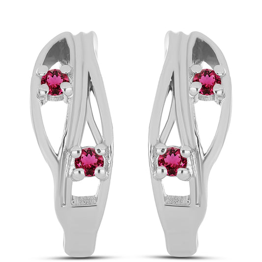 Strieborné Náušnice s Rubellitom z Cruzeira