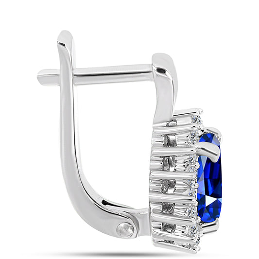 Strieborné Náušnice s Austrálskym Modrým Zafírom a Bielym Topásom