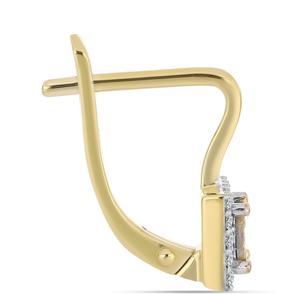 Pozlátené Strieborné Náušnice s Koňakovým Diamantom a Bielym Topásom 2 