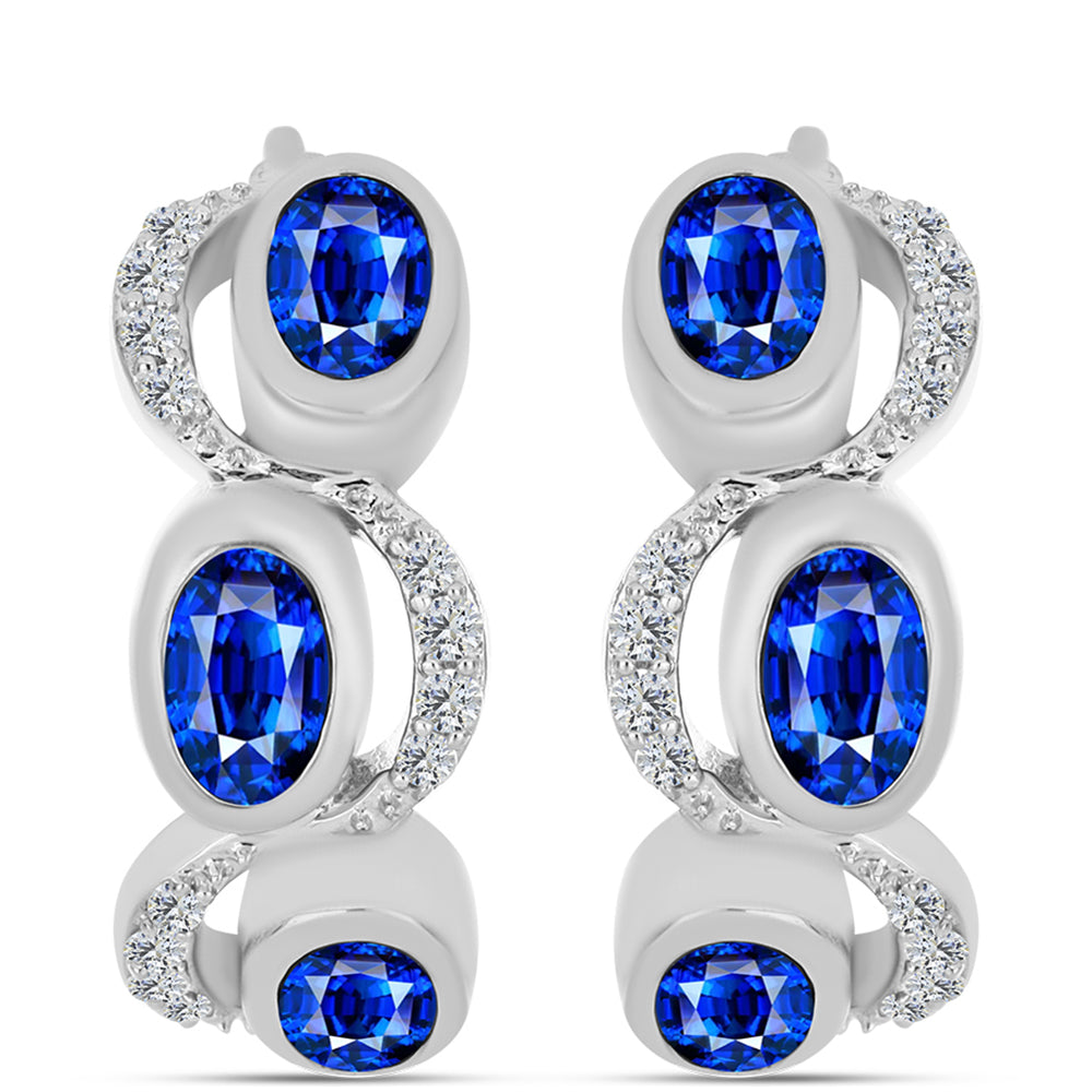 Strieborné Náušnice s Austrálskym Modrým Zafírom a Bielym Topásom 1 