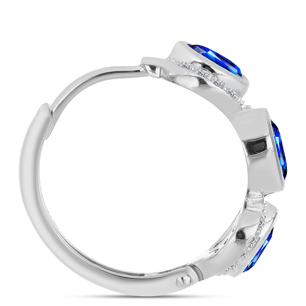 Strieborné Náušnice s Austrálskym Modrým Zafírom a Bielym Topásom 2 