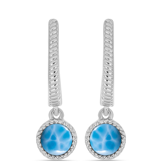 Strieborné Náušnice s Barahonským Larimarom