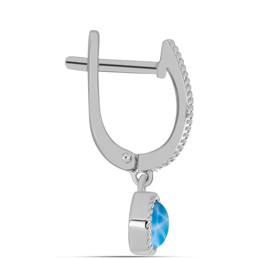 Strieborné Náušnice s Barahonským Larimarom