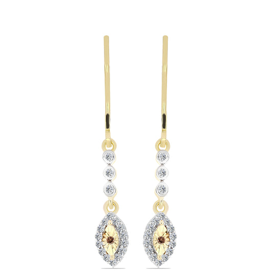 Pozlátené Strieborné Náušnice s Koňakovým Diamantom a Bielym Topásom